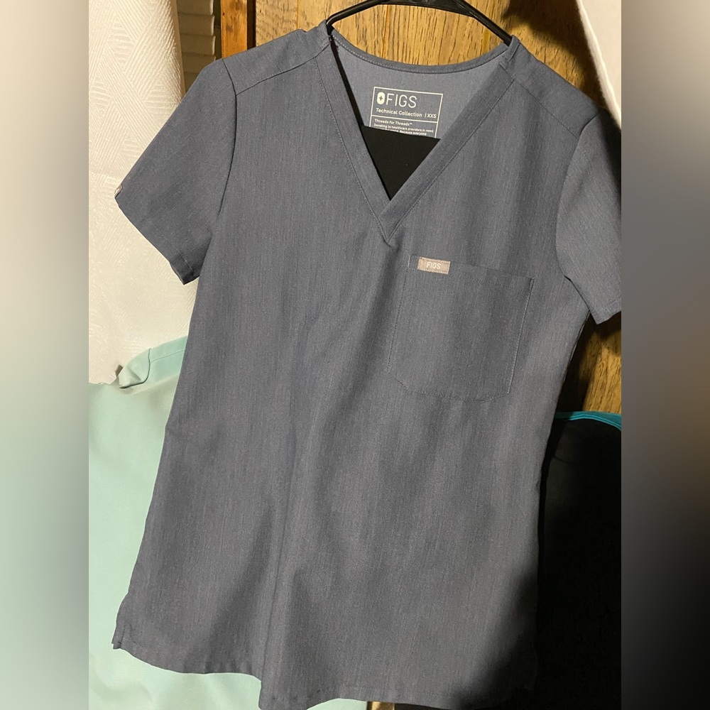 XXS Heather Denim Caterina One pocket Top